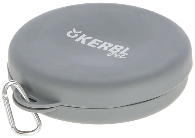 kerbl-pet-gamelle-voyage-pliable-grise-2-x-300-ml-avec-mousqueton image 1
