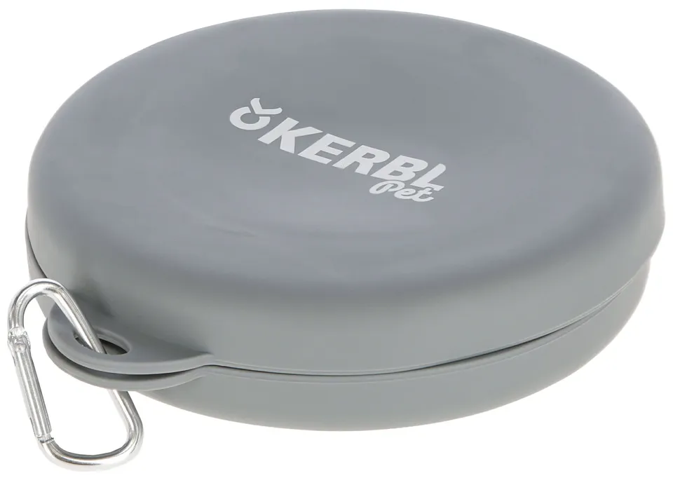 kerbl-pet-gamelle-voyage-pliable-grise-2-x-300-ml-avec-mousqueton image 1
