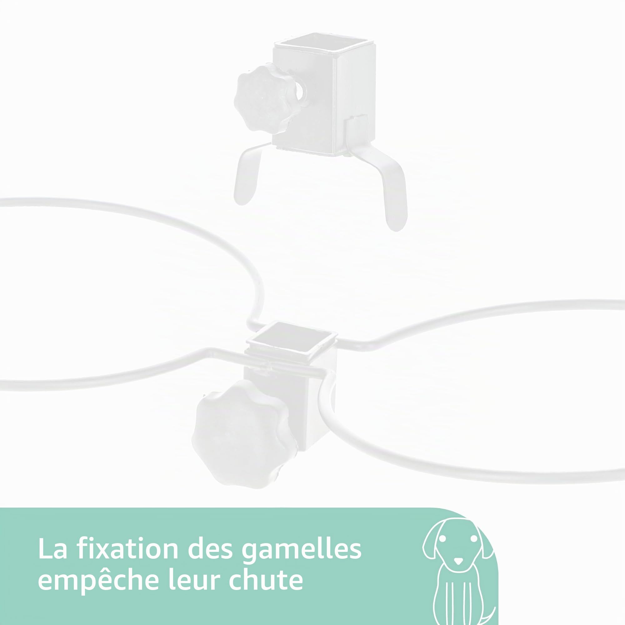 kerbl-gamelle-sur-lev-e-pour-chien-2x1800-ml-blanc-cadre-acier-hauteur-r-glable image 4