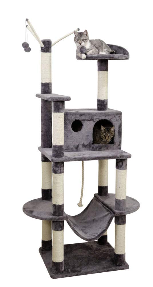 kerbl-pet-matteo-arbre-chat-gris-180-cm-avec-grotte-xxl-et-hamac image 6