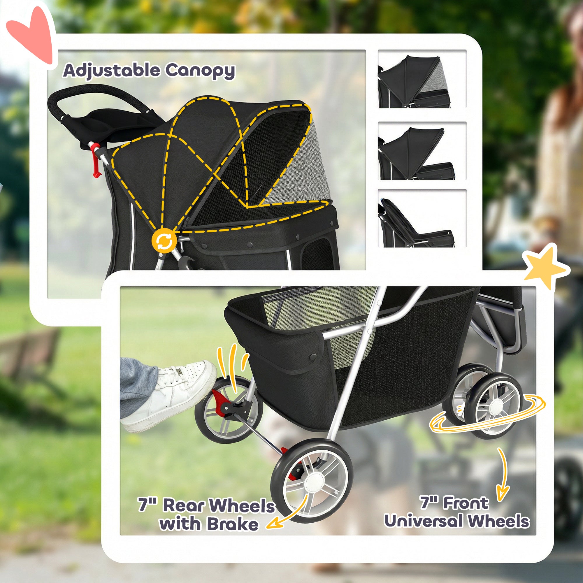 pawhut-poussette-chien-et-chat-pliable-3-roues-avec-porte-gobelet-noir image 8