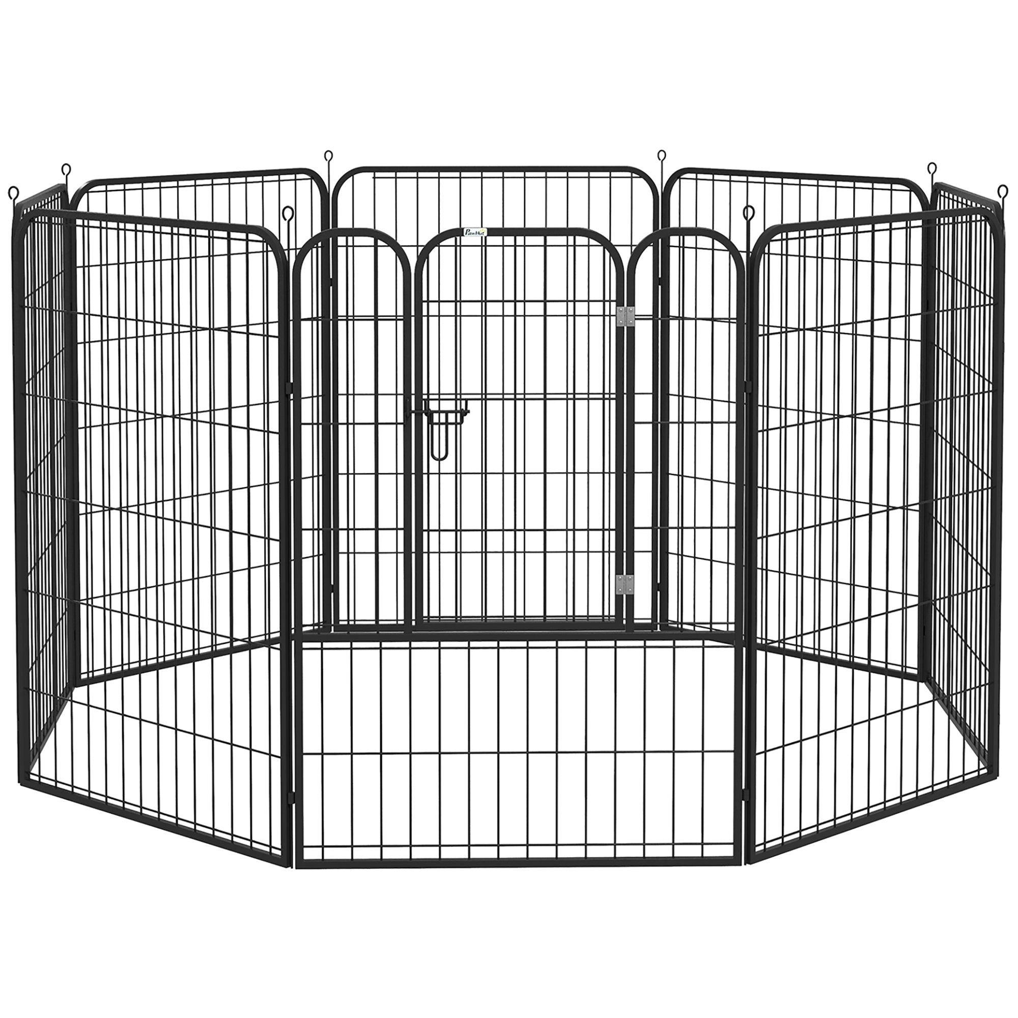 pawhut-parc-chien-acier-8-panneaux-hauteur-100-cm-avec-verrou-et-piquets image 1