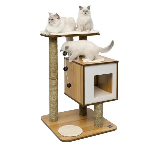catit-vesper-base-52042-arbre-chat-cube-noyer-avec-griffoirs image 1