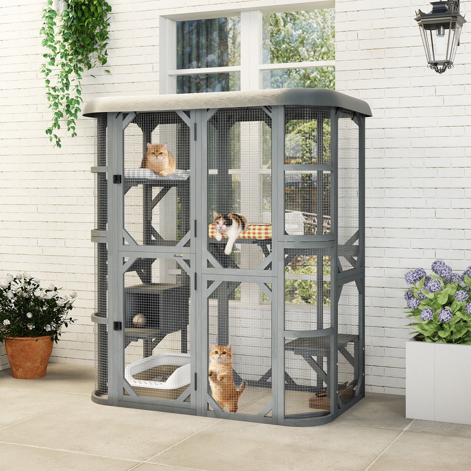 pawhut-enclos-ext-rieur-chat-pavillon-aventure-156-x-80-x-180-cm-gris image 3