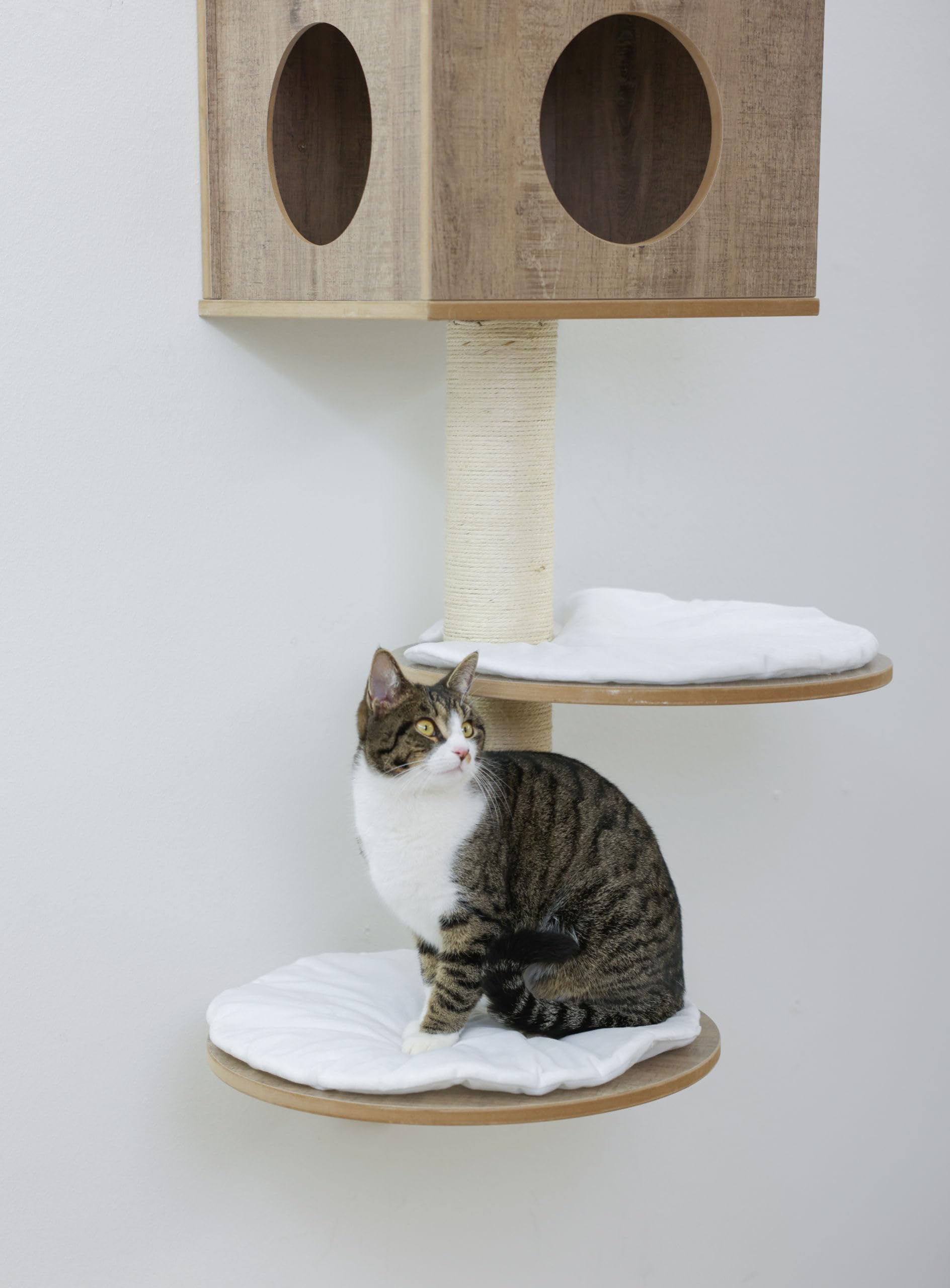 kerbl-dinari-arbre-chat-mural-blanc-marron-45x45x177-cm image 5