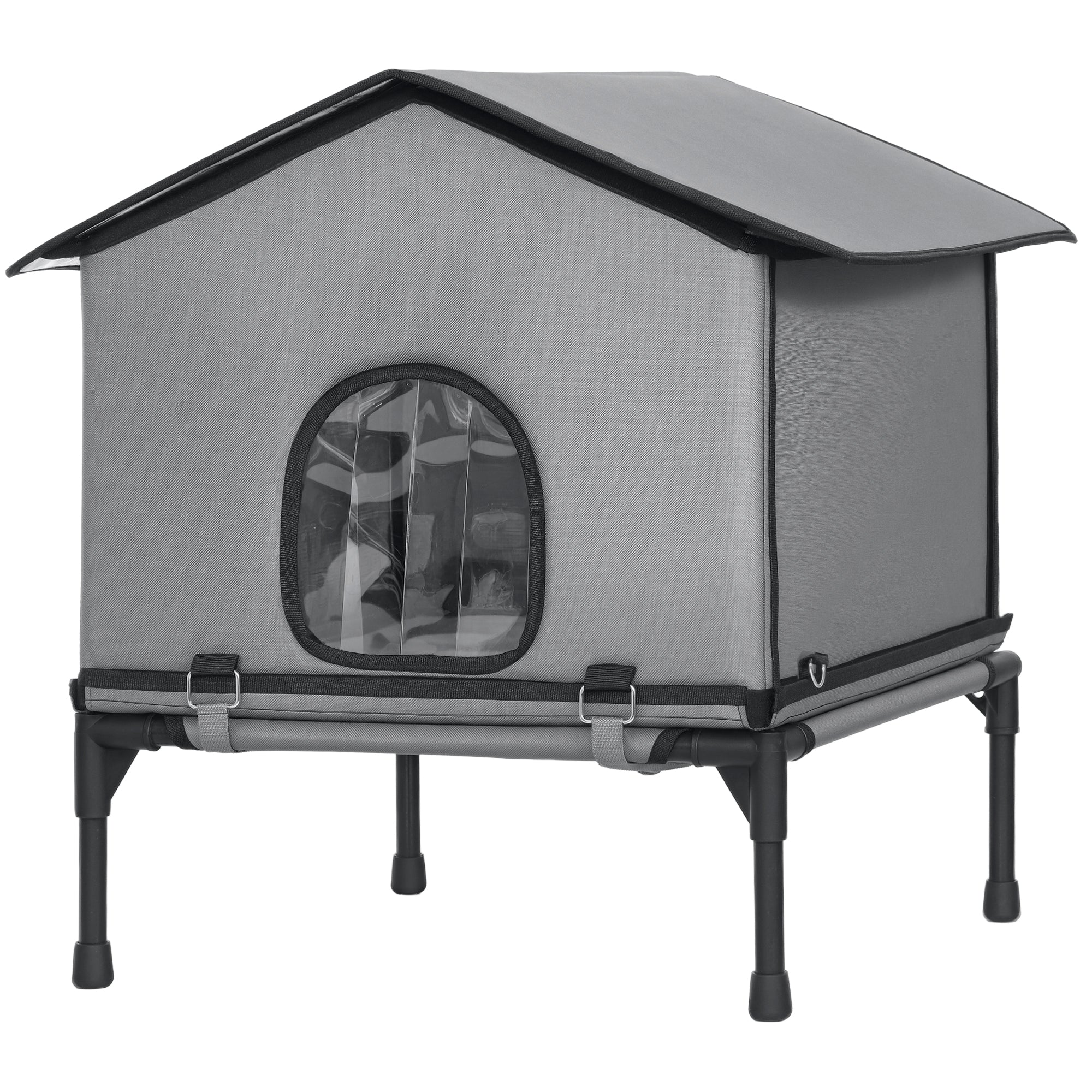 pawhut-abri-chat-ext-rieur-sur-lev-et-lit-combin-gris image 2