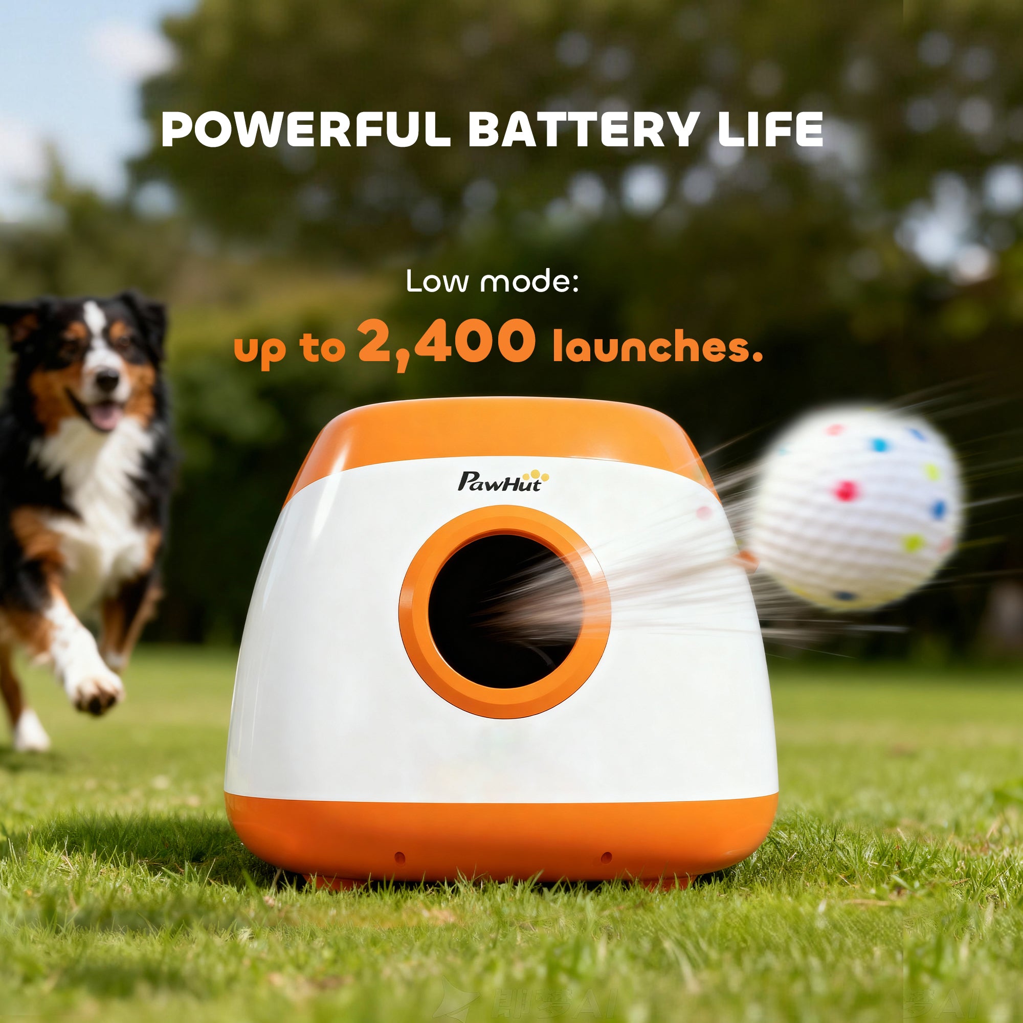pawhut-lanceur-de-balles-automatique-pour-chien-8-24-m-6-balles-orange image 8