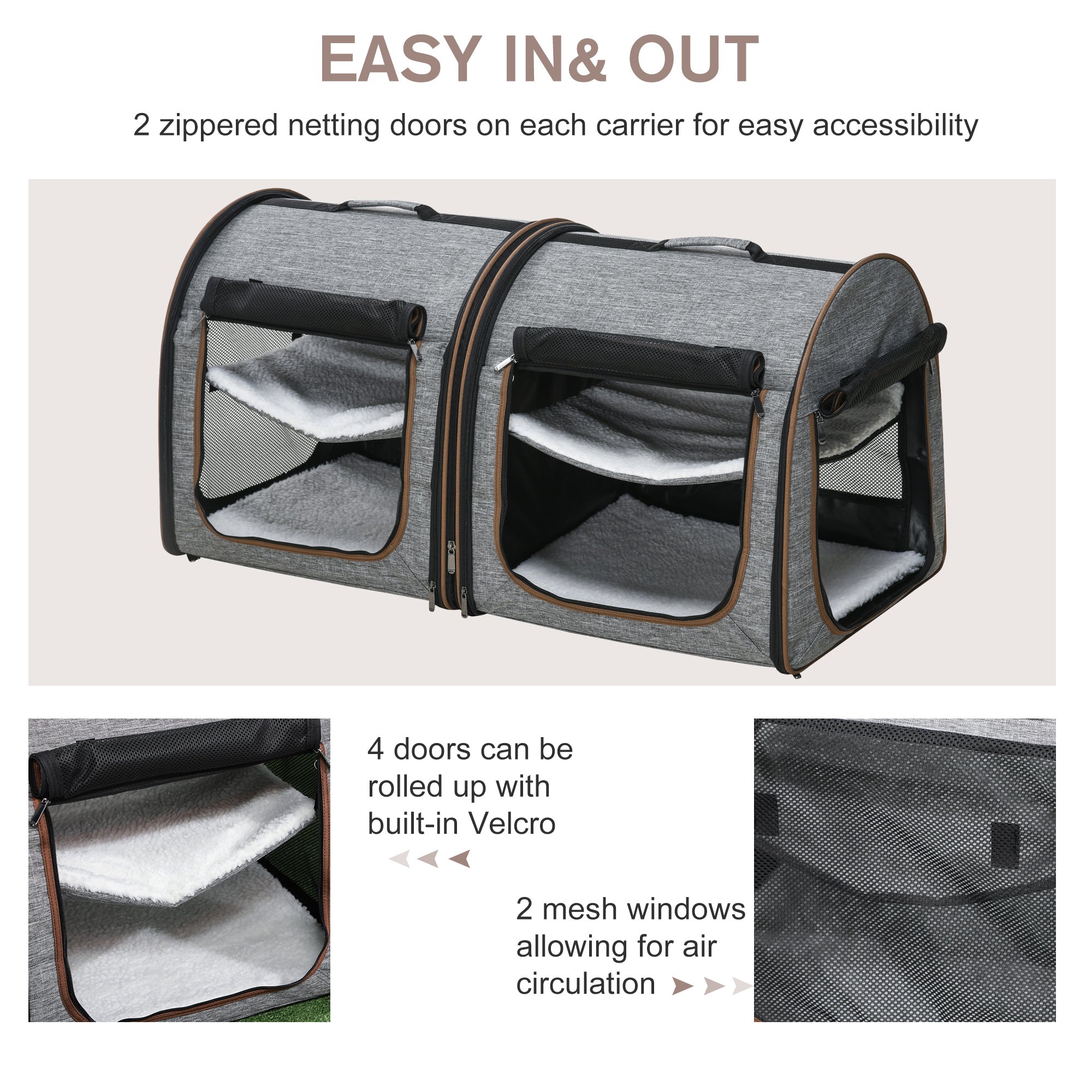 pawhut-sac-transport-double-avec-s-parateur-2-compartiments-et-coussins-gris image 8