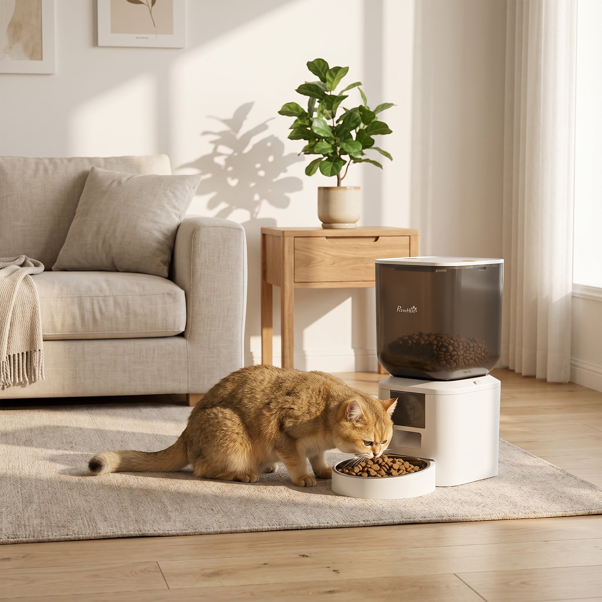 pawhut-distributeur-automatique-croquettes-chat-wifi-smart-8l image 3