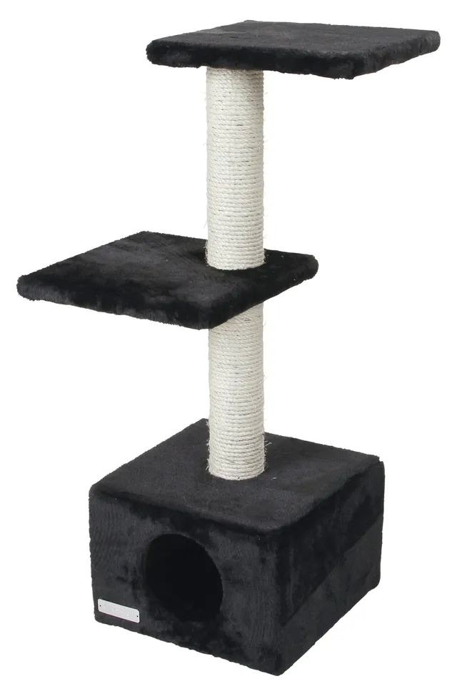 kerbl-arbre-chat-venus-sweet-30-x-30-x-85-cm-noir-grotte-griffoir-sisal image 1
