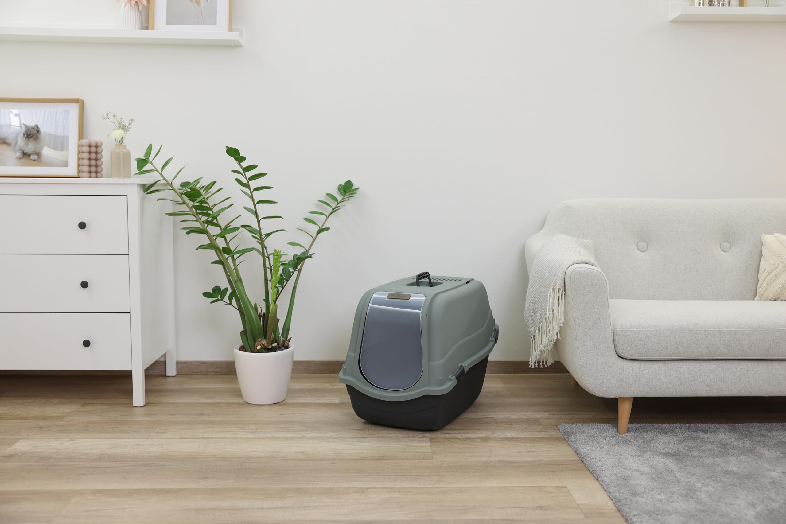 kerbl-pet-bac-liti-re-emma-eco-65x44x46cm-noir-vert-gris-plastique-recycl image 2