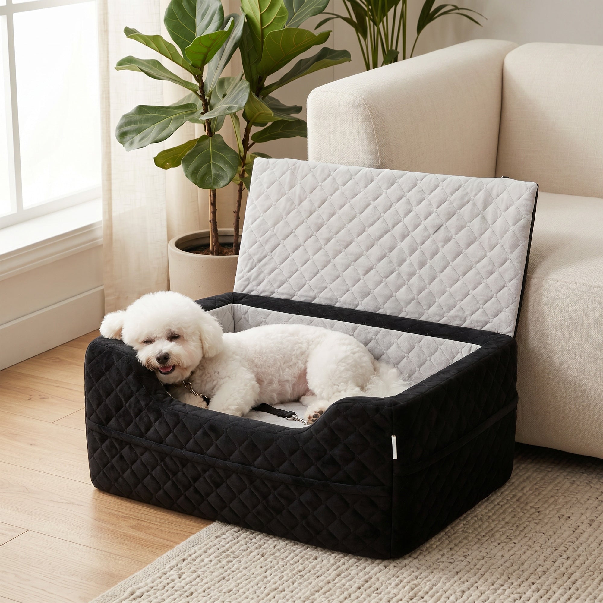 pawhut-rehausseur-si-ge-auto-pour-petit-chien-moins-de-10-kg-gris-lavable-2 image 4