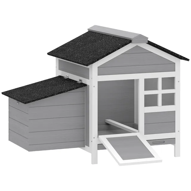 pawhut-poulailler-compact-en-bois-avec-pondoir-et-tiroir-coulissant-92-x-64-x-69 image 1
