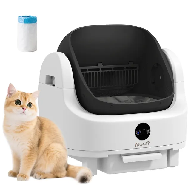pawhut-liti-re-auto-nettoyante-ouverture-sup-rieure-pour-chats-et-seniors-anti-o image 1