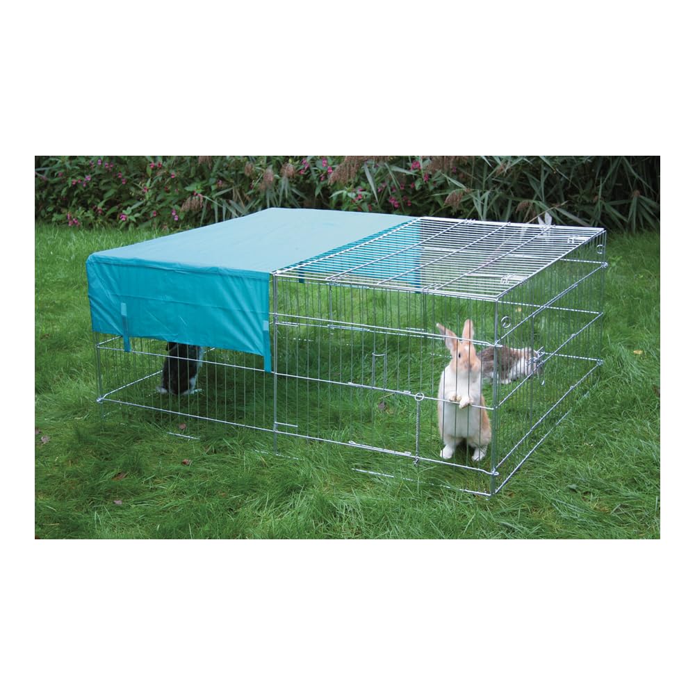 kerbl-pet-enclos-ext-rieur-galvanis-avec-protection-solaire-144x112x60-cm image 1