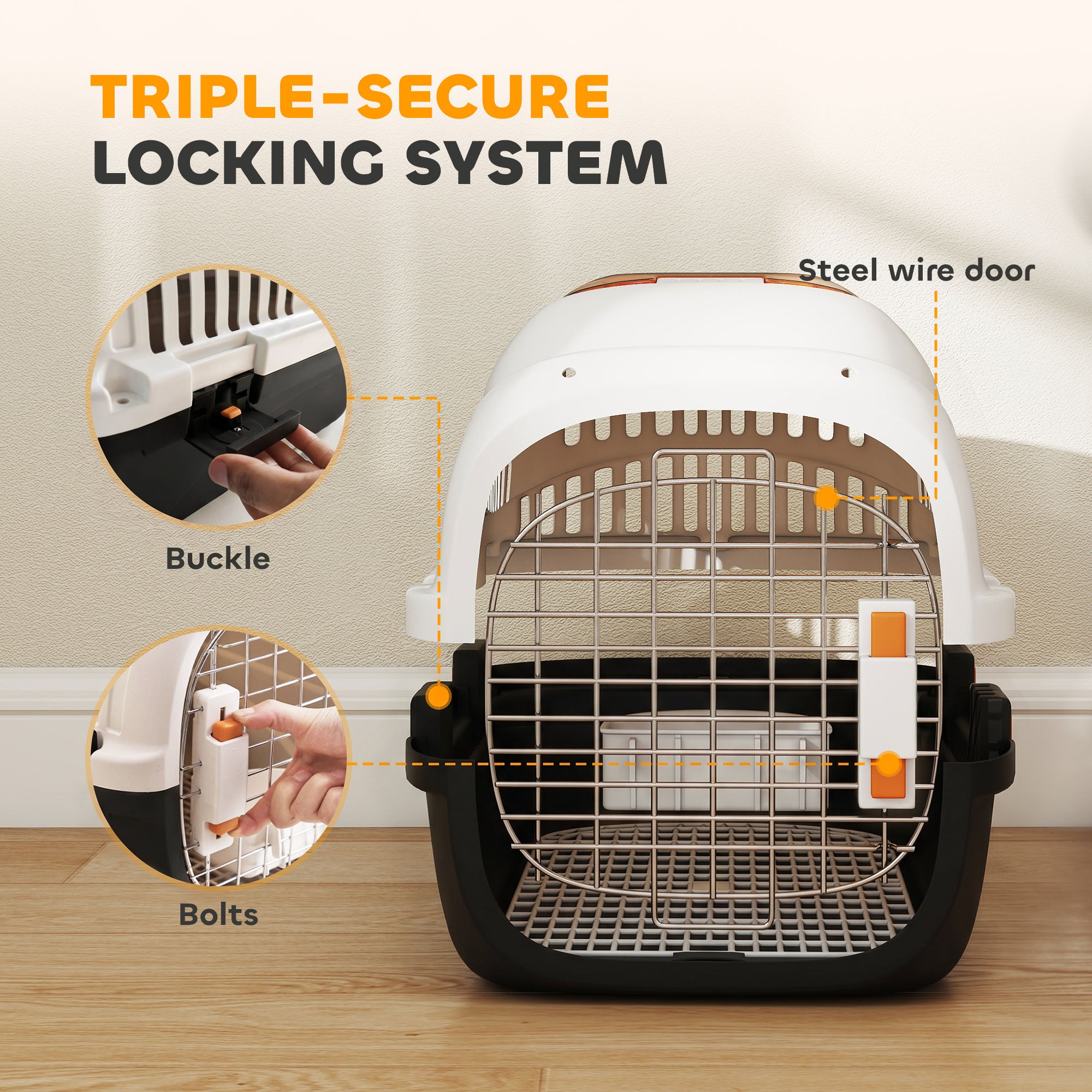 pawhut-transporteur-pour-animaux-en-plastique-coque-dure-avec-porte-en-acier-et- image 7