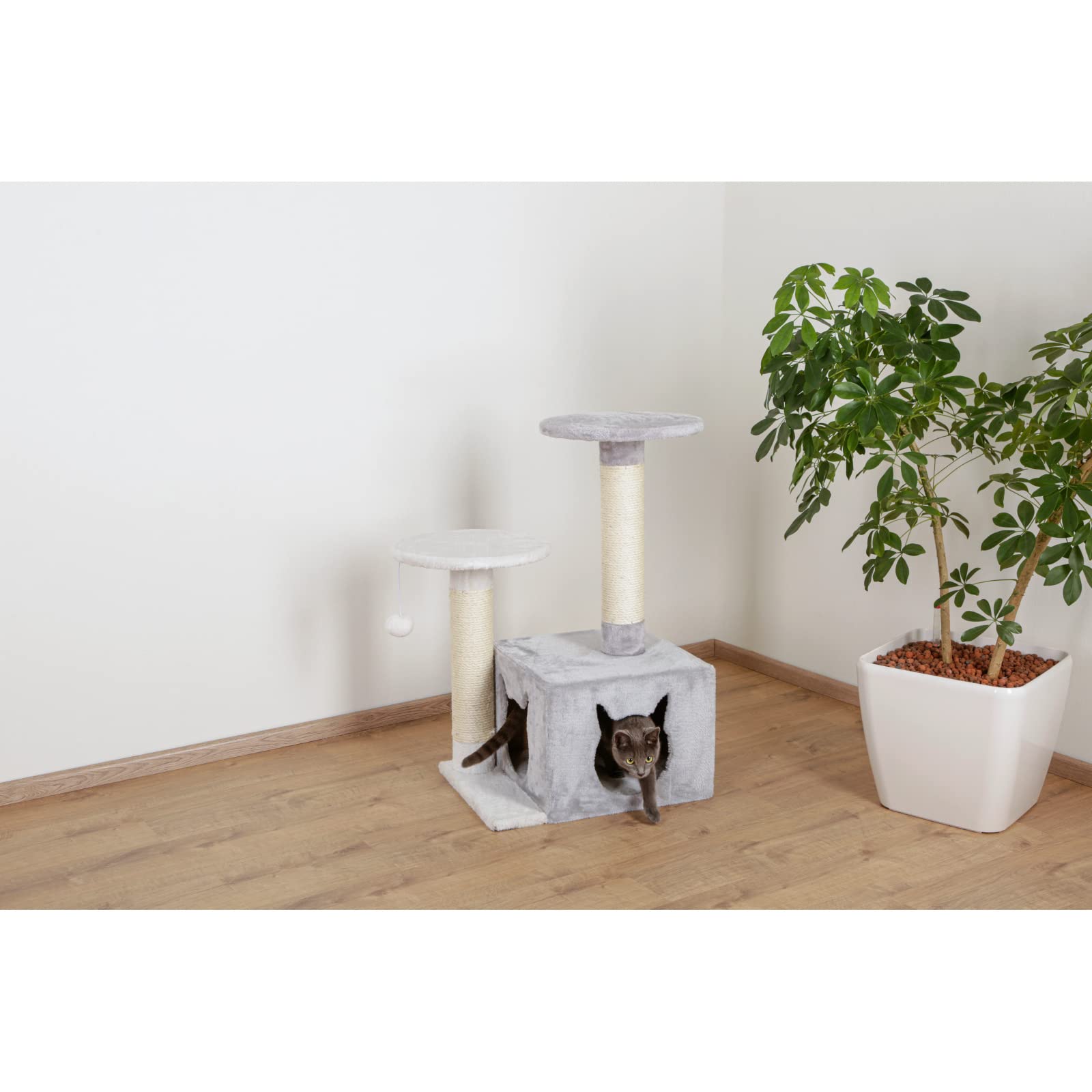 kerbl-pet-saphir-light-arbre-chat-60x50x80cm-blanc-gris-bois-peluche-sisal image 6