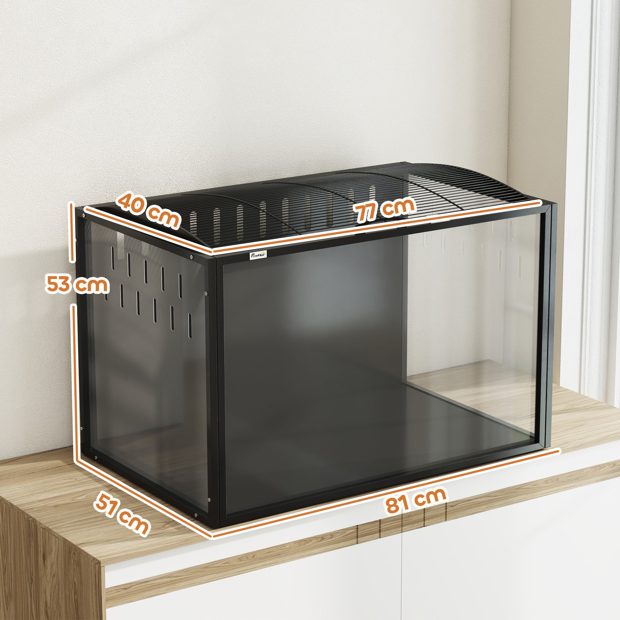 pawhut-cage-hamster-acrylique-avec-dessus-ouvrant-81-x-51-x-53-cm-noir image 5