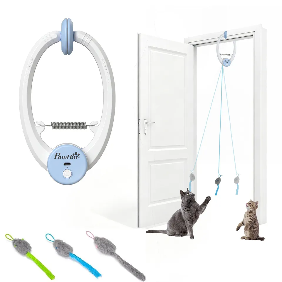 pawhut-jouet-chat-automatique-souris-rebondissante-suspendre-usb-rechargeable image 1