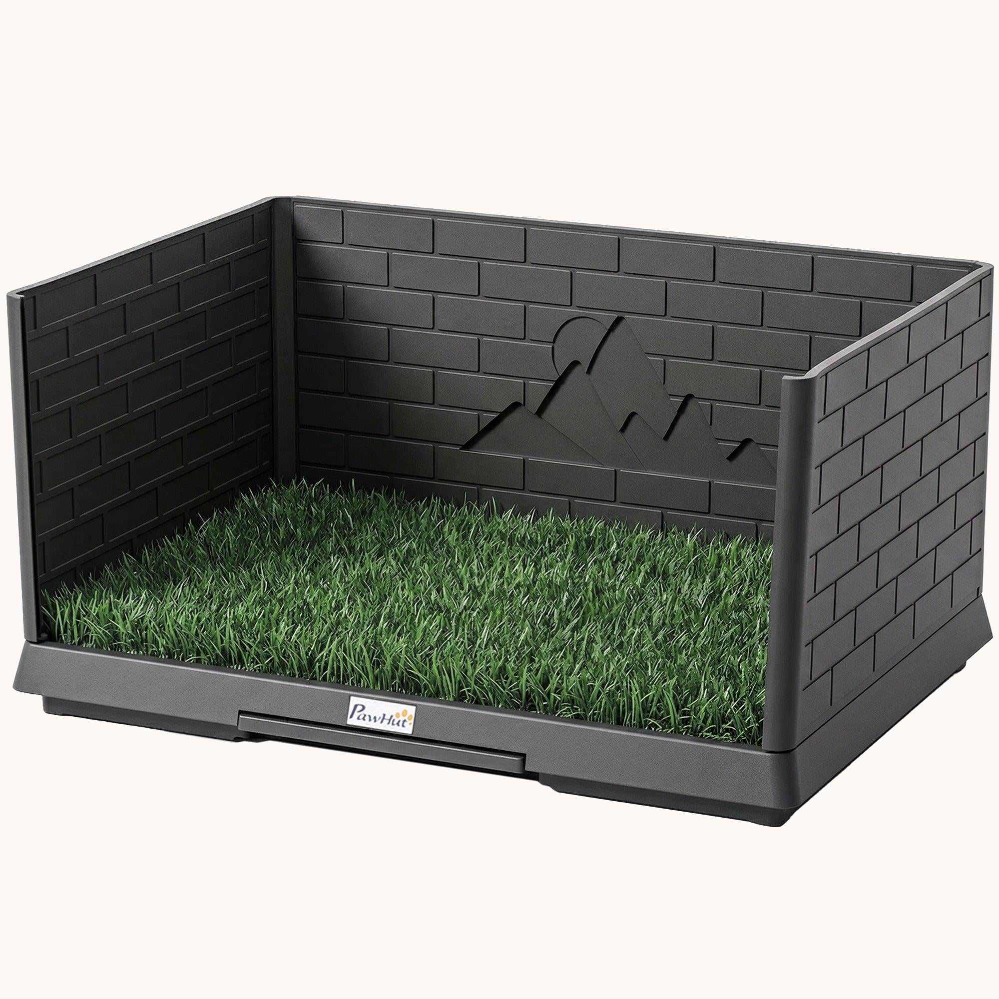 pawhut-tapis-d-herbe-pour-chien-d-int-rieur-76-x-51-x-36-cm-avec-murs-anti-clabo image 2