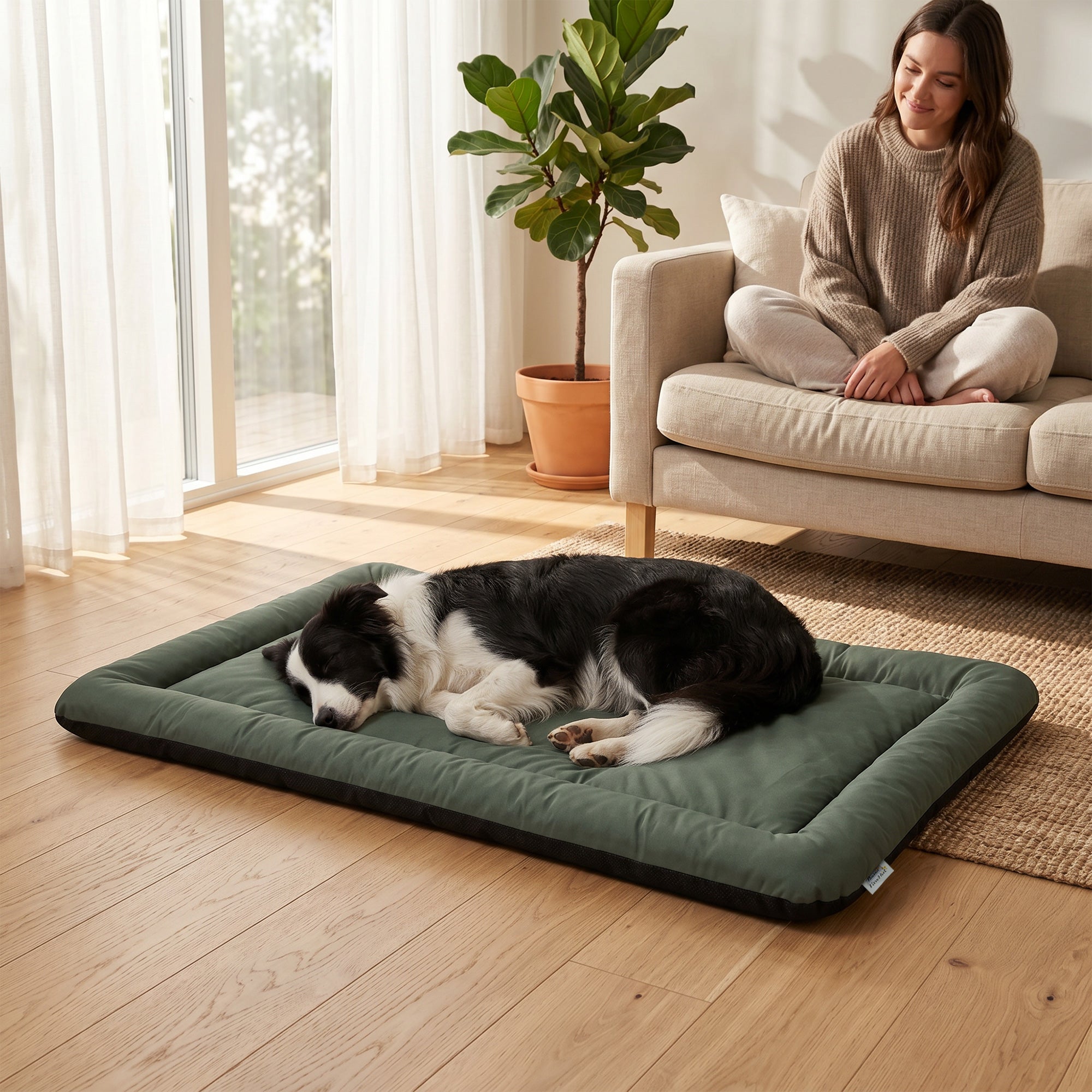 pawhut-matelas-pliable-imperm-able-pour-chien-130-x-85-x-7-cm-vert image 3