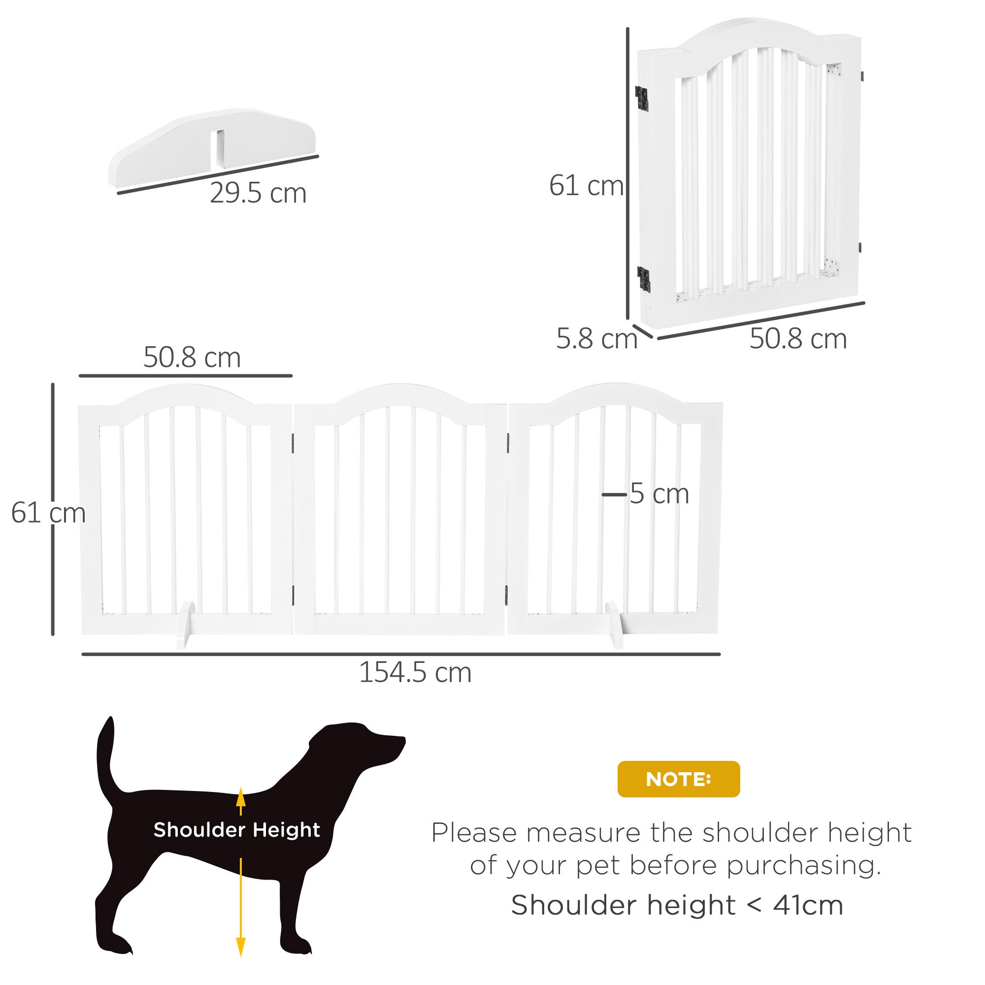 pawhut-barri-re-pour-animaux-autoportante-pliable-en-bois-155-cm-blanche image 5