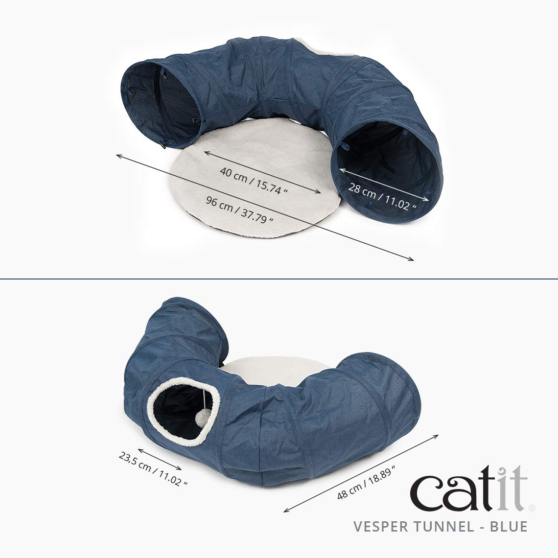 catit-vesper-tunnel-avec-lit-pour-chats-bleu-68-x-97-x-28-cm image 5