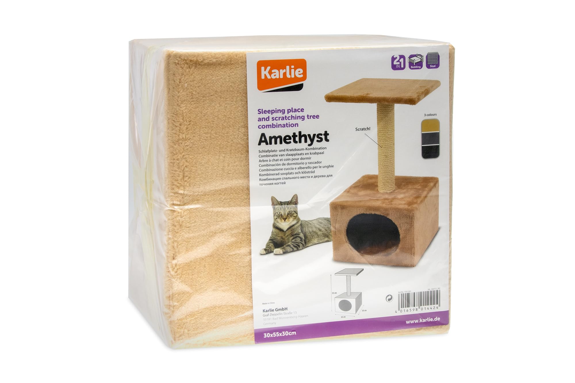 karlie-am-thyste-griffoir-pour-chat-beige-30-x-30-x-55-cm image 3
