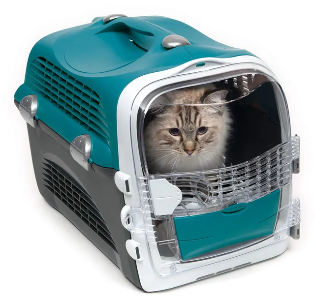 catit-design-cabrio-cage-de-transport-chat-turquoise-multifonction image 1