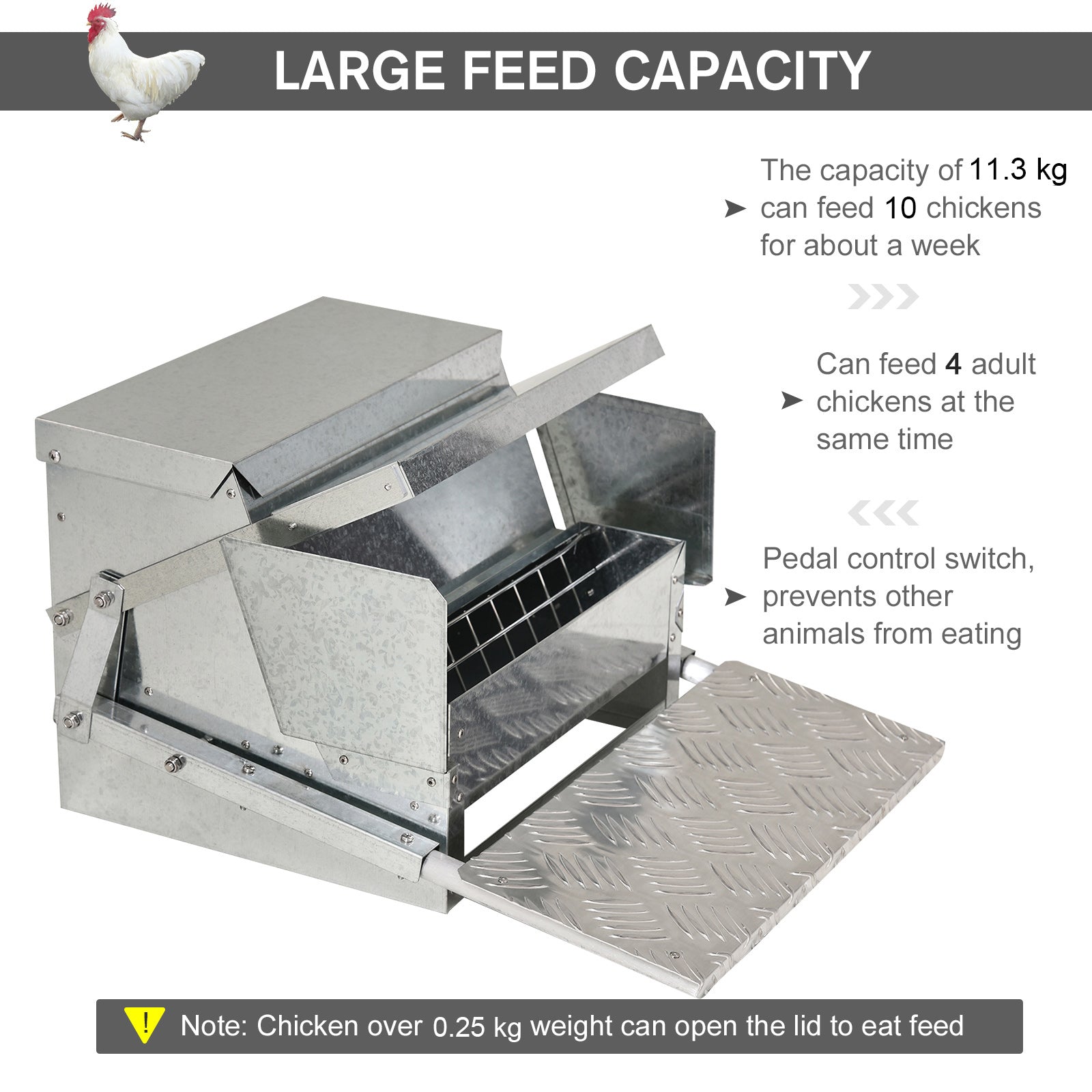 pawhut-mangeoire-poules-automatique-11-5-kg-tanche-pour-10-poules image 6