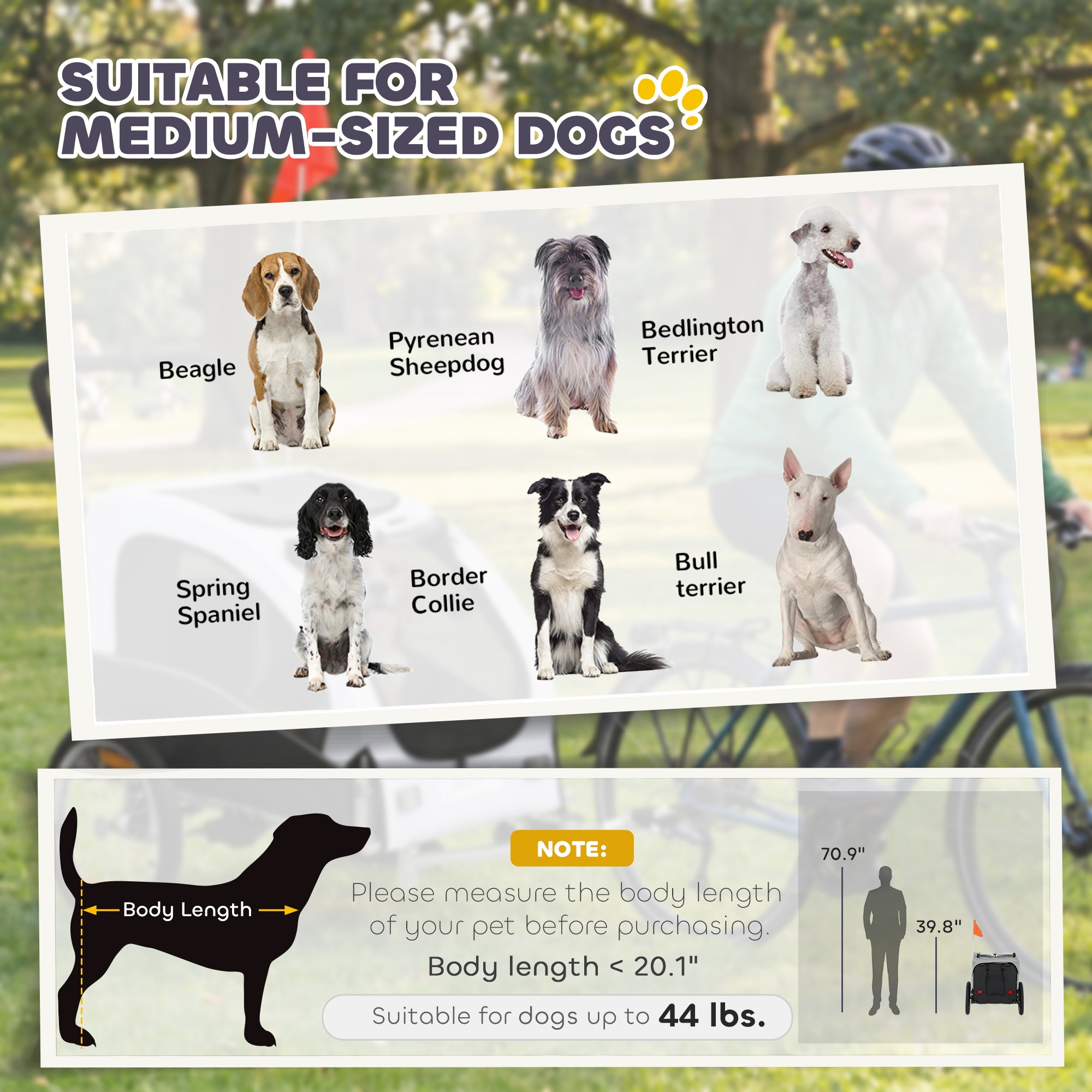 pawhut-remorque-v-lo-et-poussette-2-en-1-pour-chien-jusqu-20-kg-blanc image 7