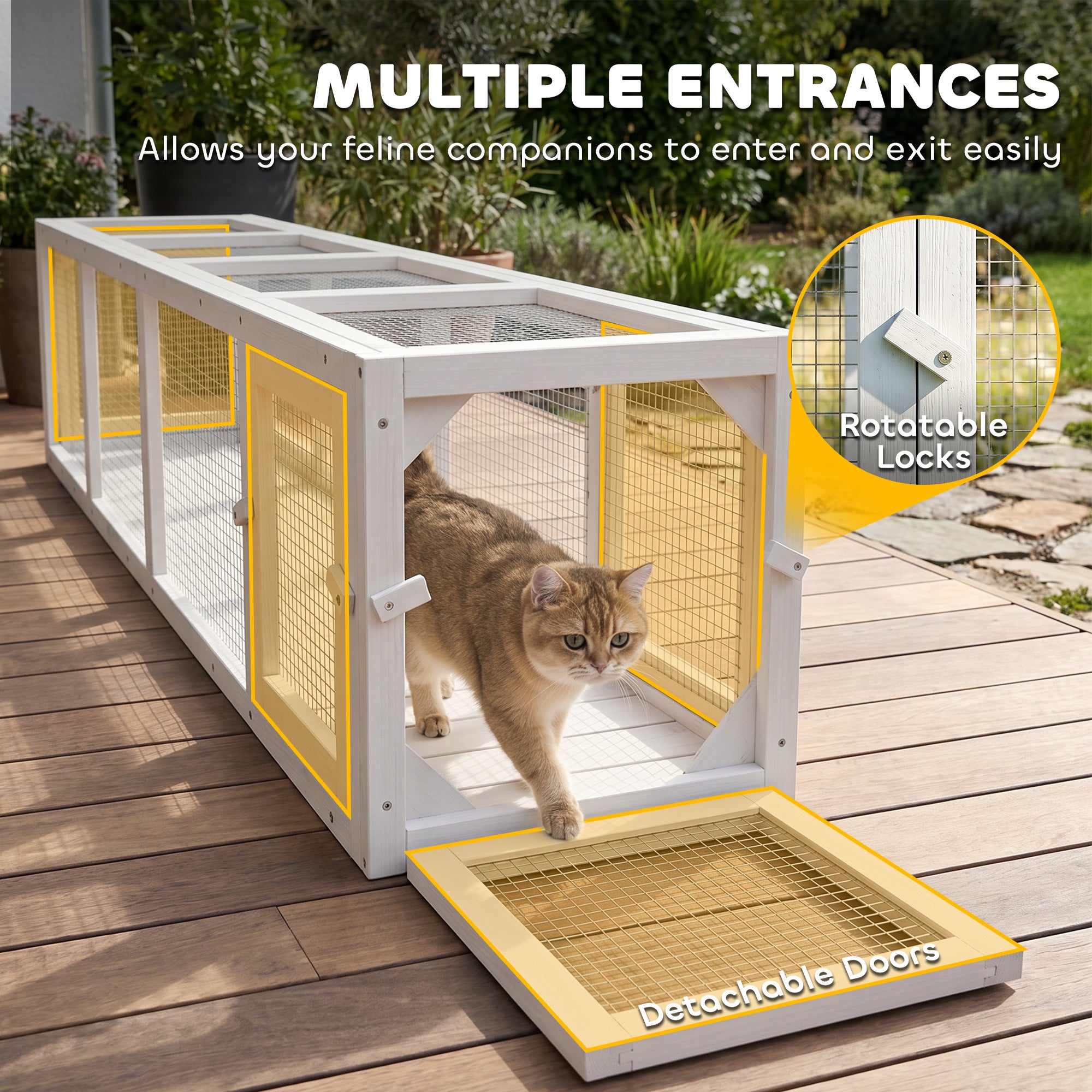 pawhut-tunnel-ext-rieur-extensible-79-en-bois-avec-housse-pour-terrasse-blanc image 8