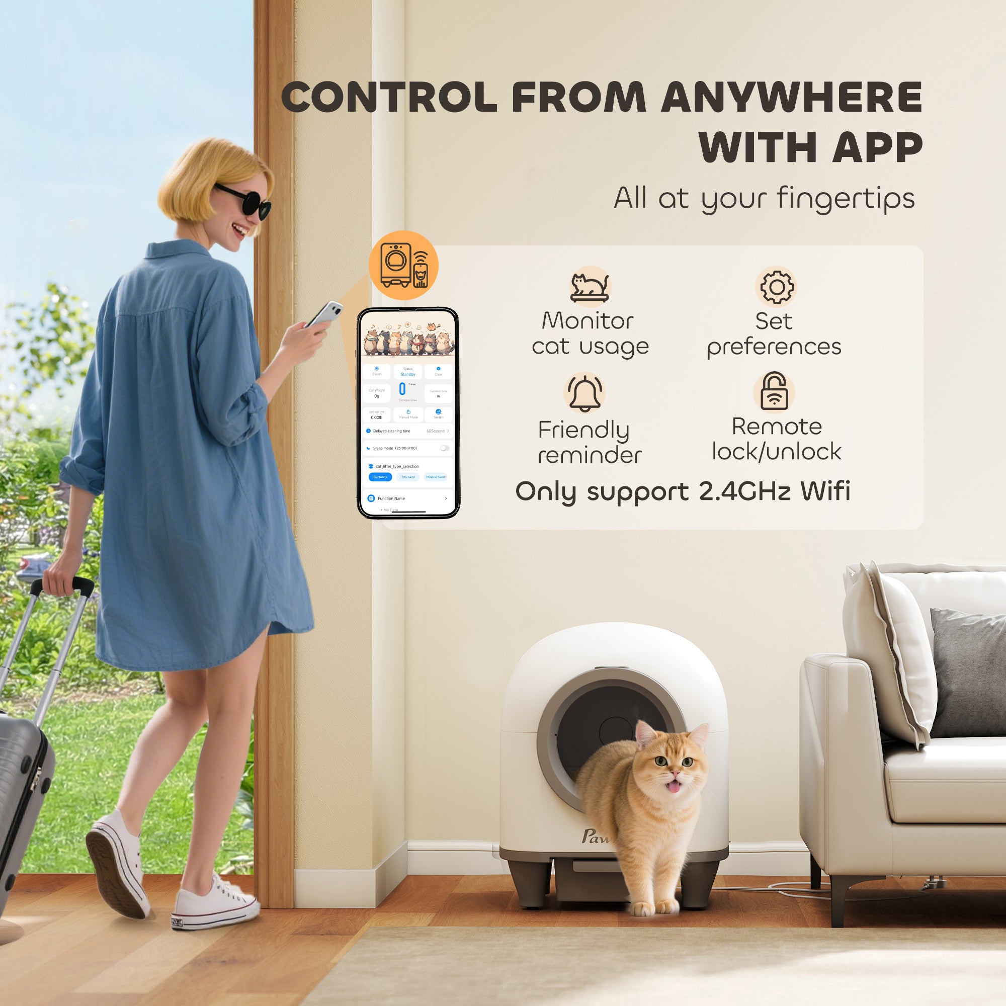 pawhut-bac-liti-re-auto-nettoyant-80l-connect-avec-contr-le-app-multi-chats image 7