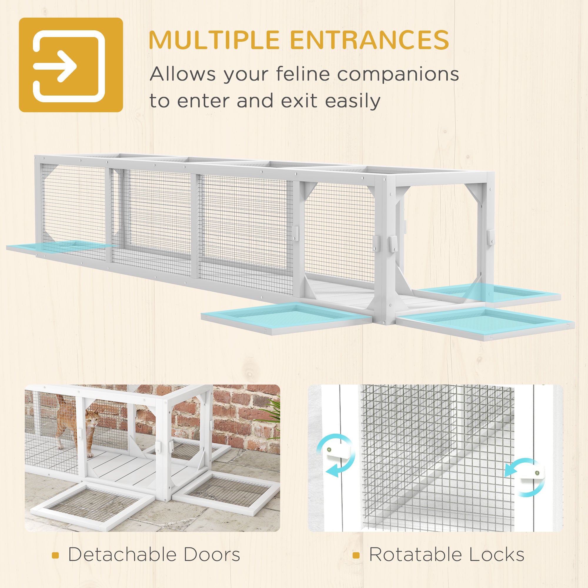 pawhut-tunnel-labyrinthe-ext-rieur-pour-chat-200-cm-avec-4-portes-blanc image 8