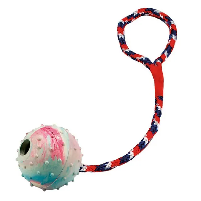 kerbl-pet-balle-sur-corde-jouet-pour-chien-30-cm-6-cm-bleu-rouge-blanc-avec-cloc image 1