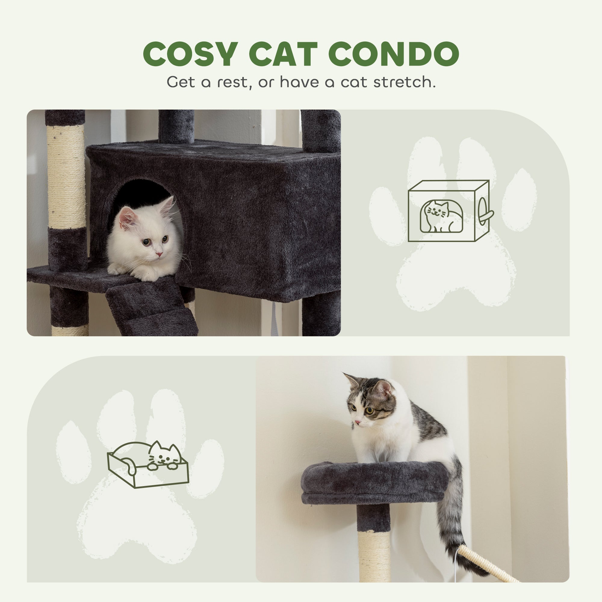 pawhut-arbre-chat-59-multi-niveaux-avec-niche-perchoir-et-chelle-gris-fonc image 7