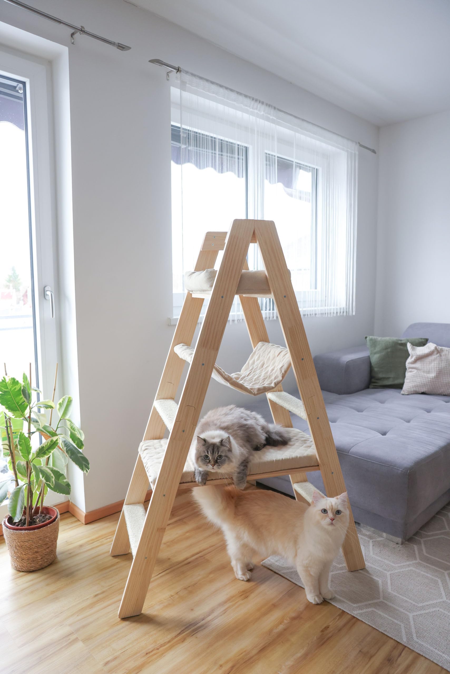 kerbl-pet-ladder-arbre-chat-bois-97-x-35-x-134-cm-naturel-beige-3-couchages image 7