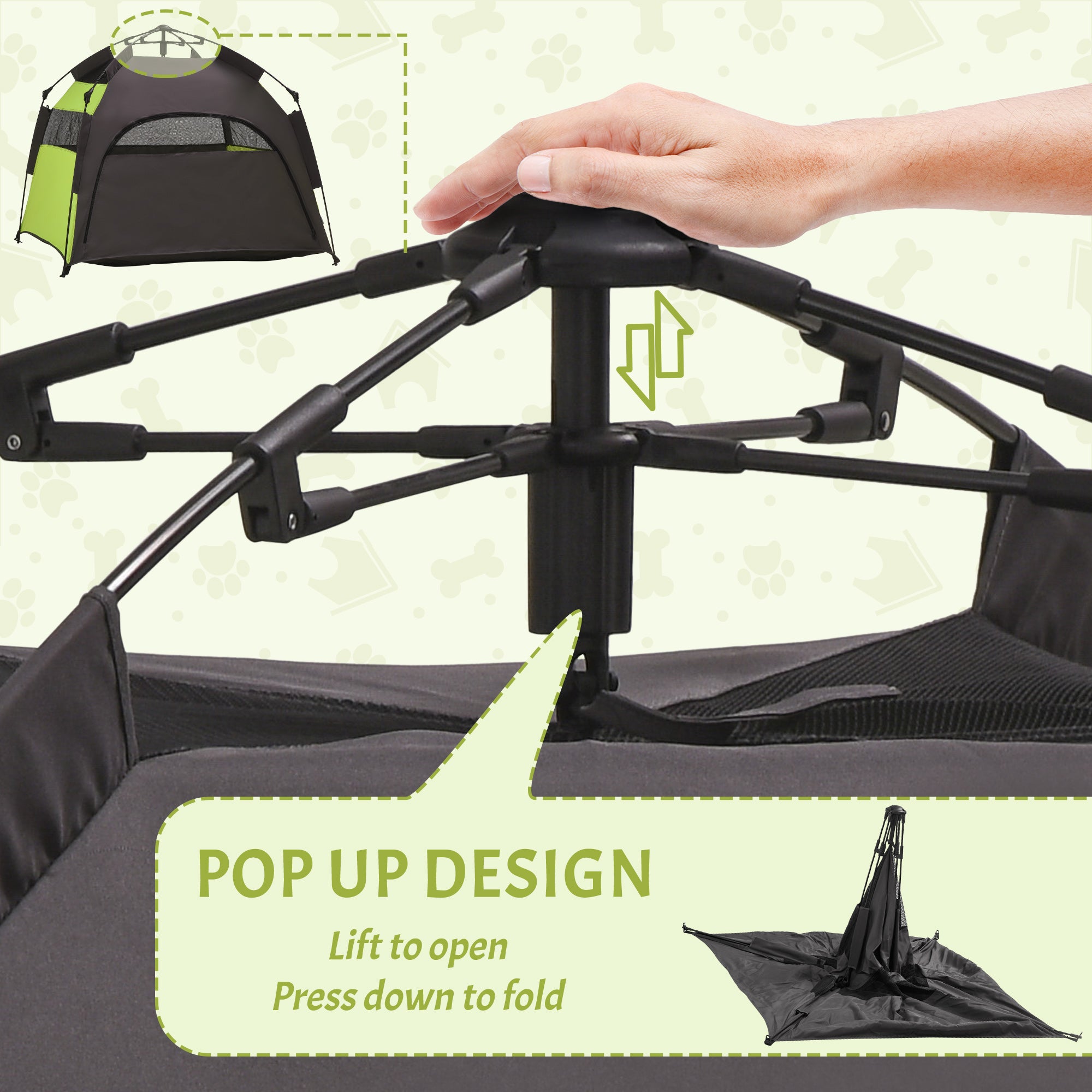 pawhut-tente-pliable-extra-large-pour-chien-et-chat-vert-avec-sac-de-transport-o image 7
