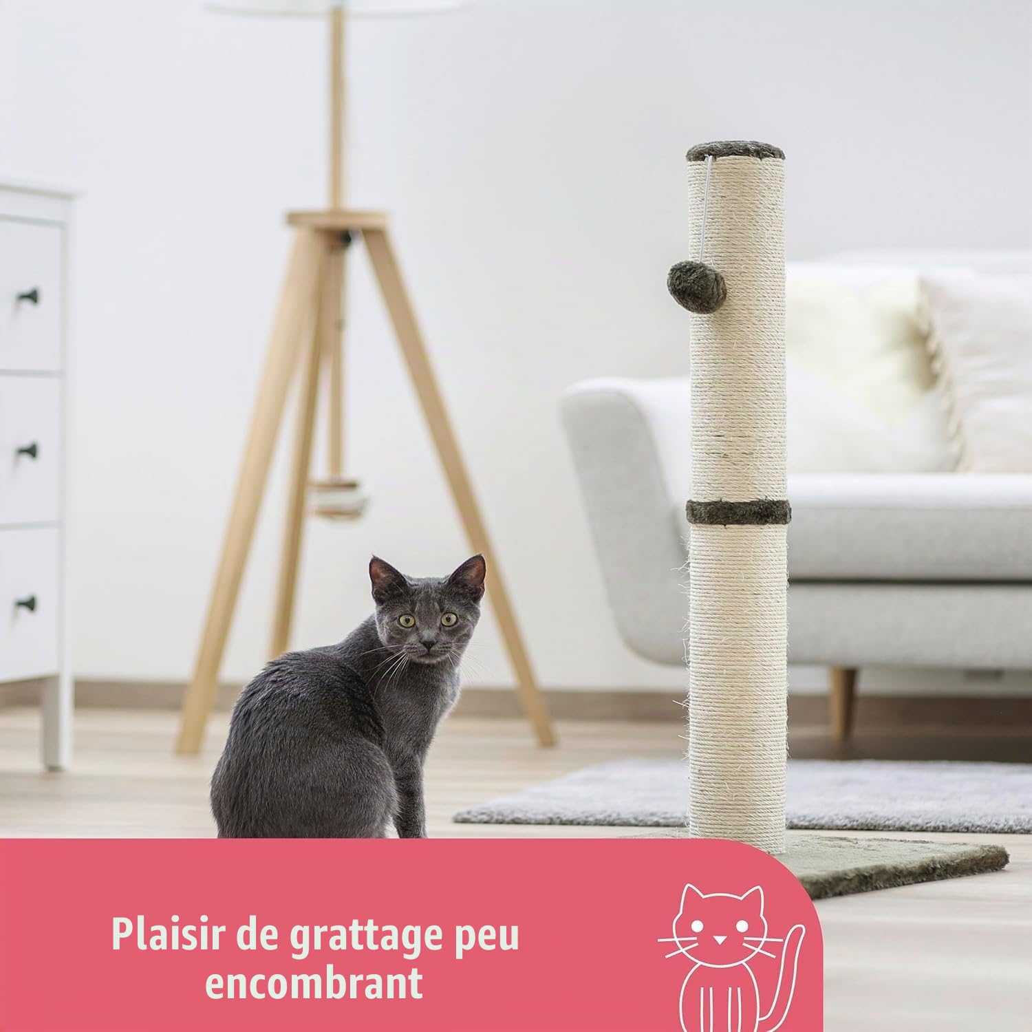 kerbl-opal-maxi-tube-gratter-pour-chat-78-cm-avec-balle-de-jeu image 3