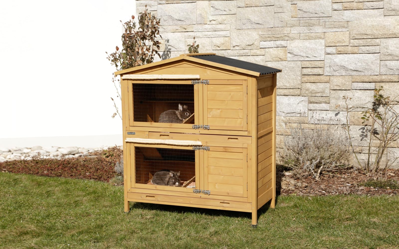 kerbl-maison-pour-rongeurs-appartement-pro-118x61x130-cm-clapier-bois-lasure image 2