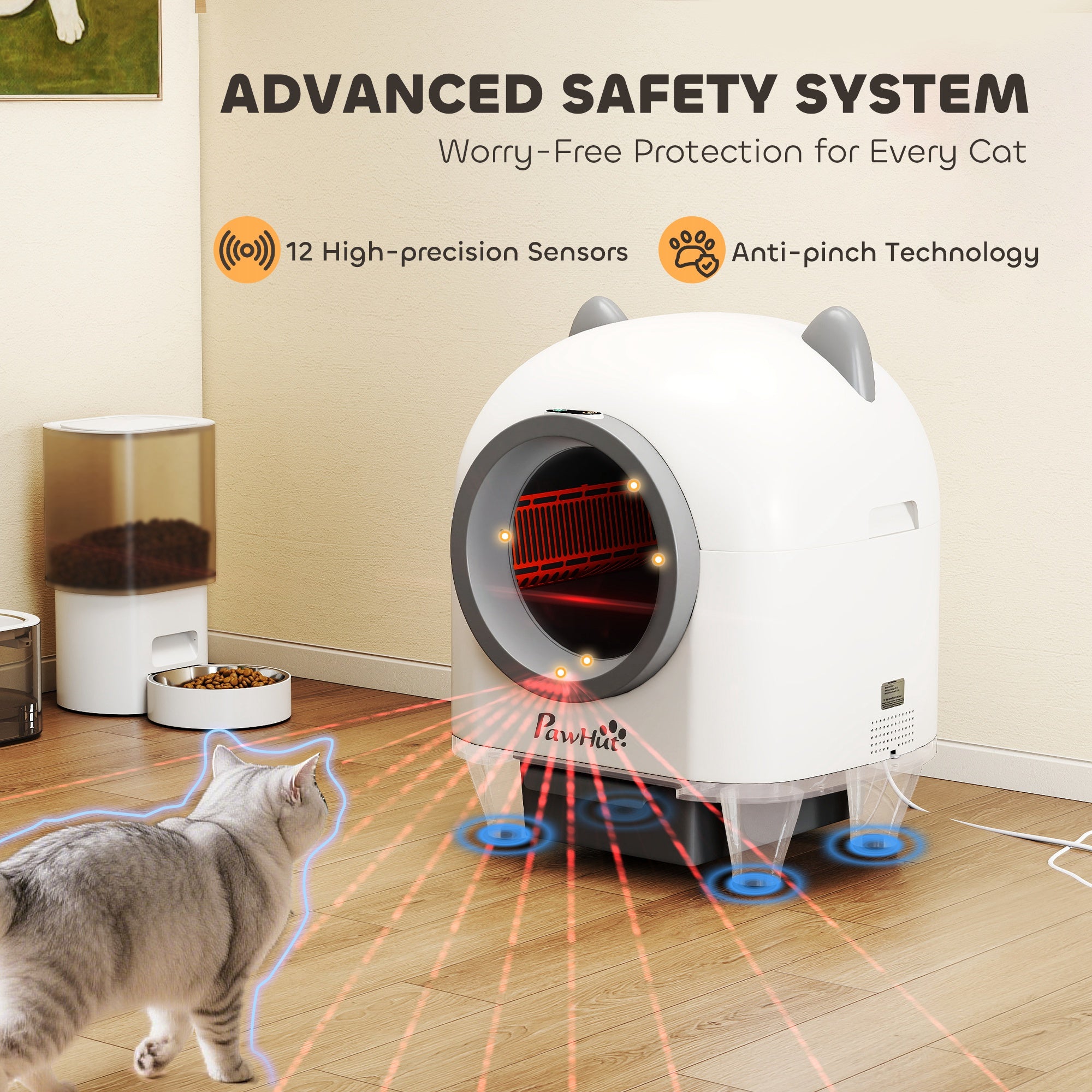pawhut-liti-re-autonettoyante-automatique-connect-e-80-l-blanche image 6