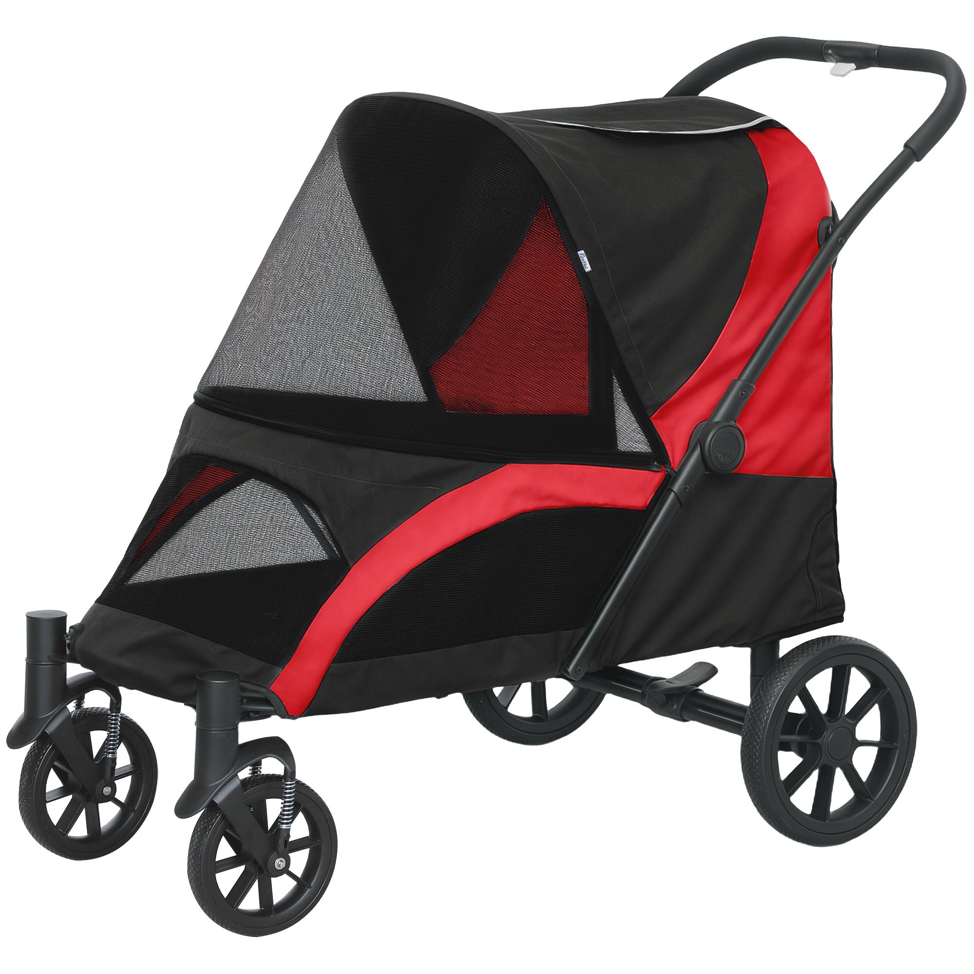 pawhut-poussette-pour-grand-chien-roues-amortissantes-pliage-1-clic-noire image 2