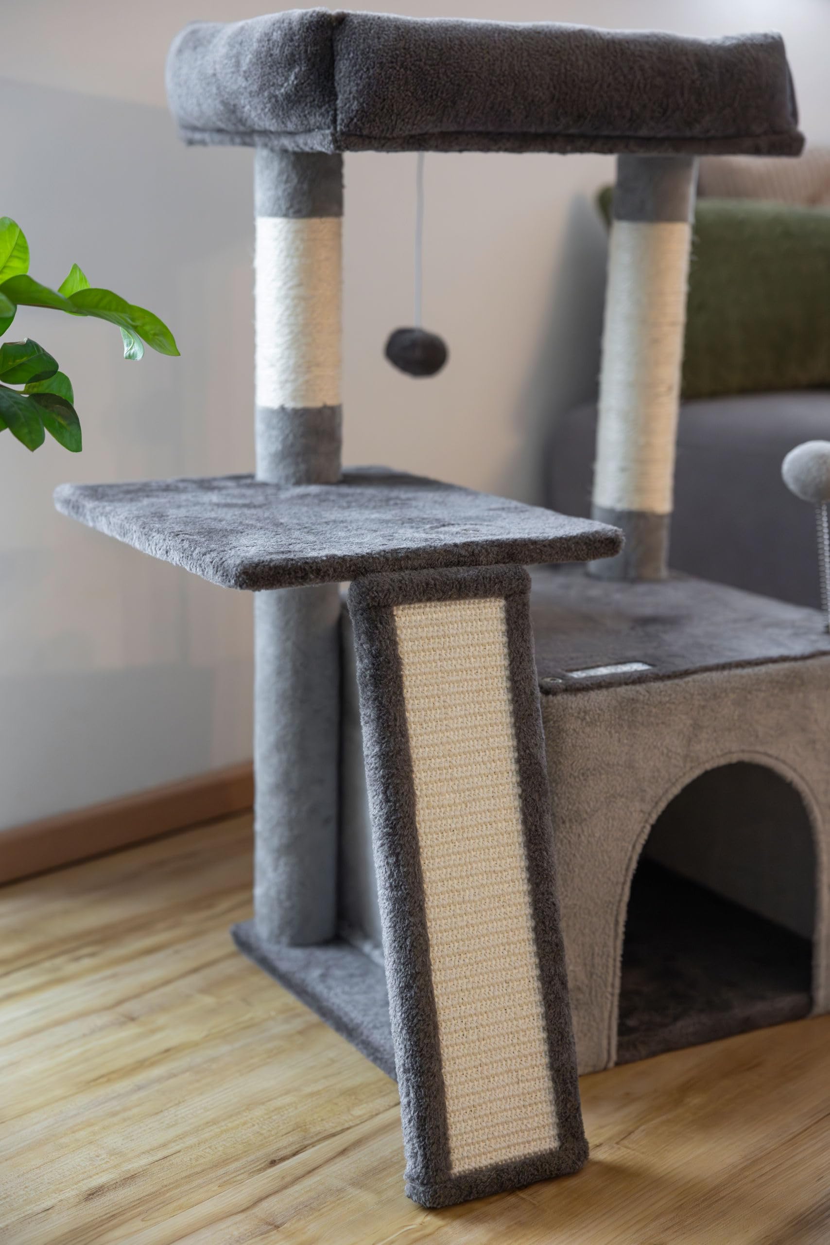 kerbl-rosalie-arbre-chat-gris-76-cm-avec-niche-et-corbeille image 7