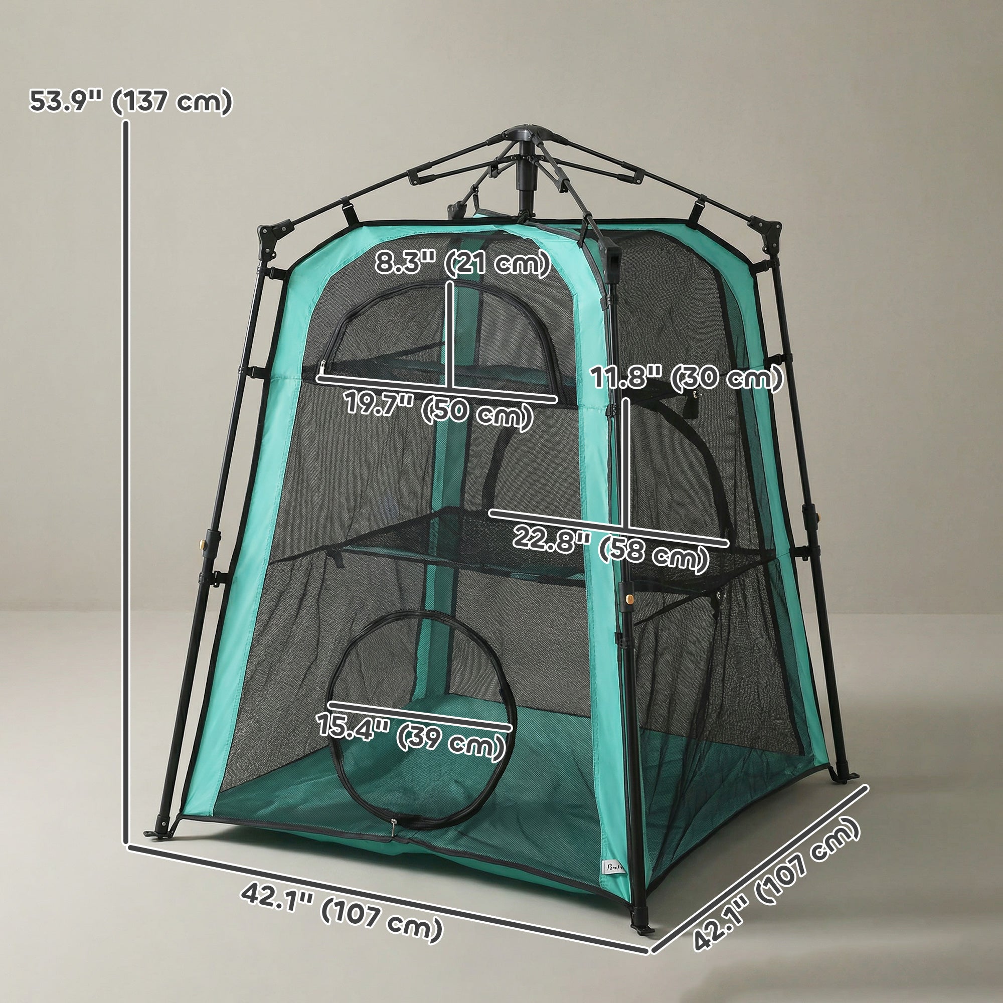 pawhut-tente-chat-3-niveaux-portable-int-rieur-et-ext-rieur-avec-maille-respiran image 5