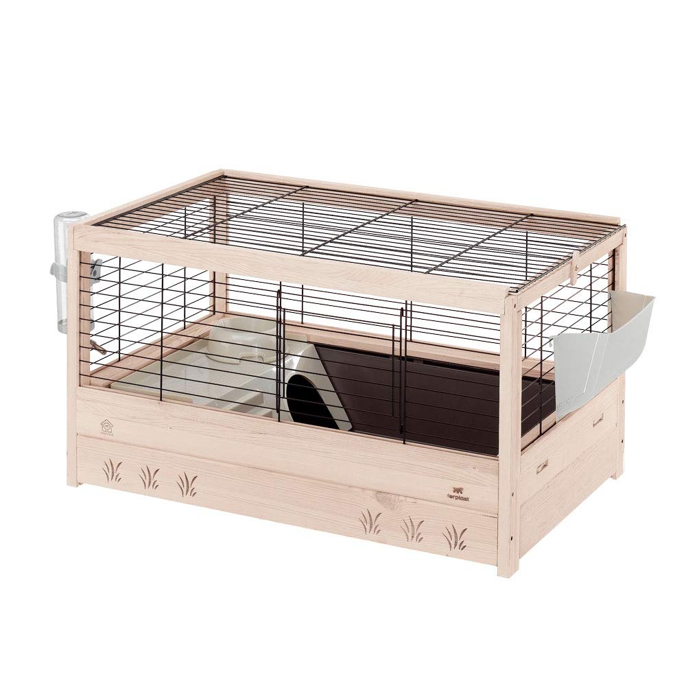 ferplast-arena-80-cage-lapins-et-cochons-d-inde-82x52x45-5-cm-bois-fsc-avec-acce image 1