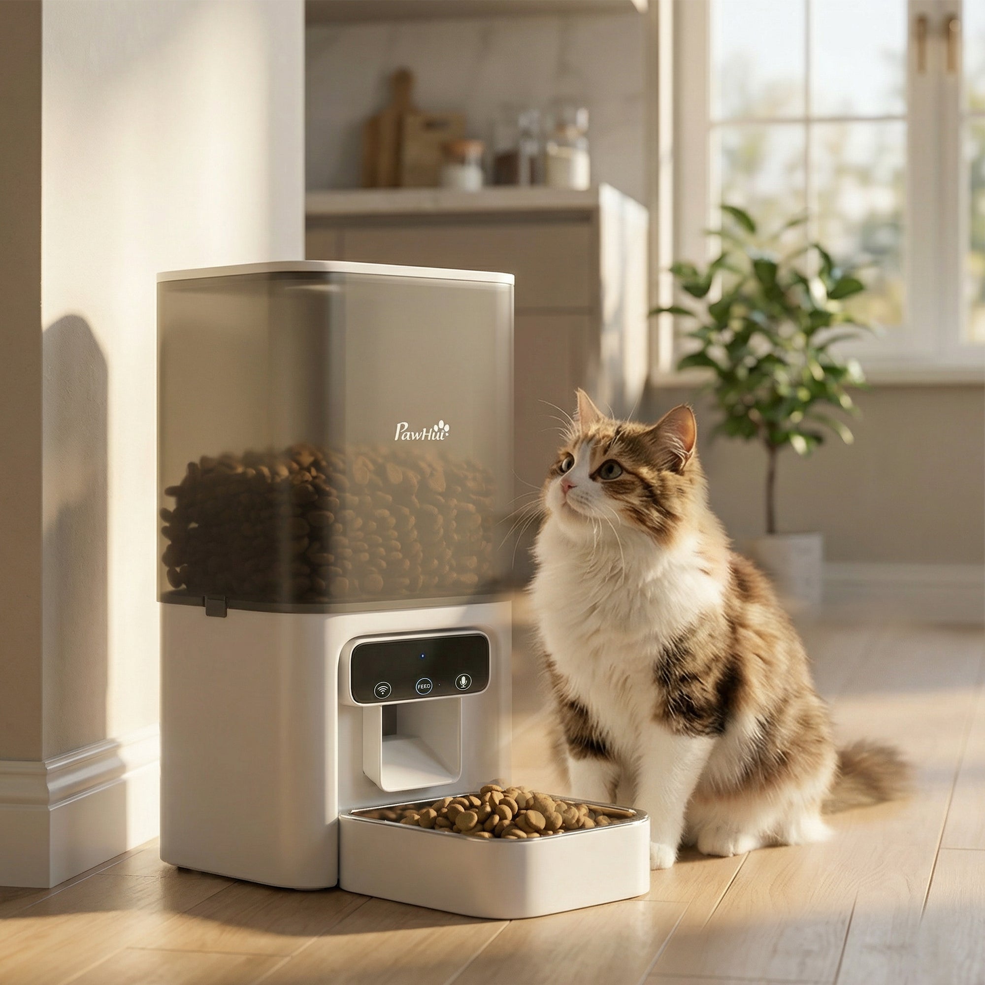 pawhut-distributeur-automatique-pour-chat-4-5-l-avec-bol-inox-wifi-jusqu-10-repa image 3