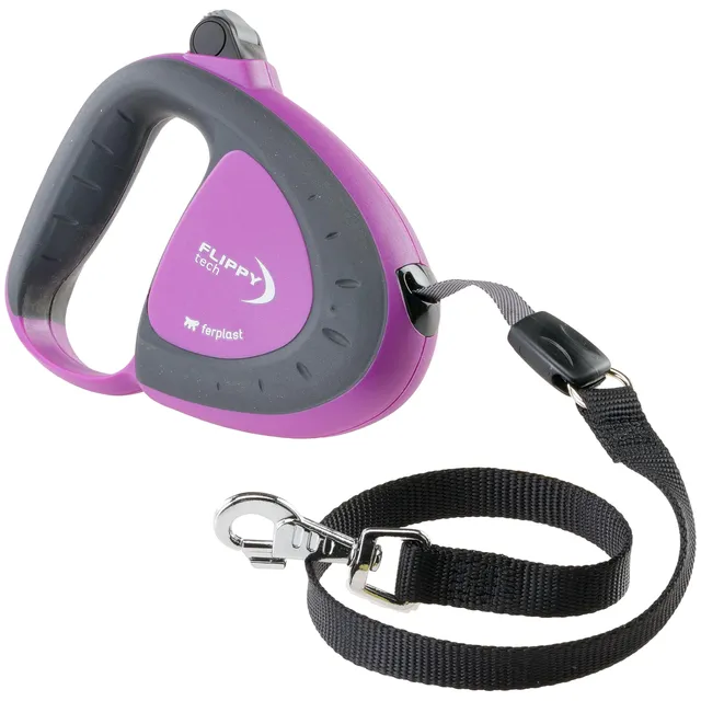 ferplast-flippy-tech-laisse-enrouleur-chien-moyen-jusqu-25-kg-sangle-3-m-violet image 1