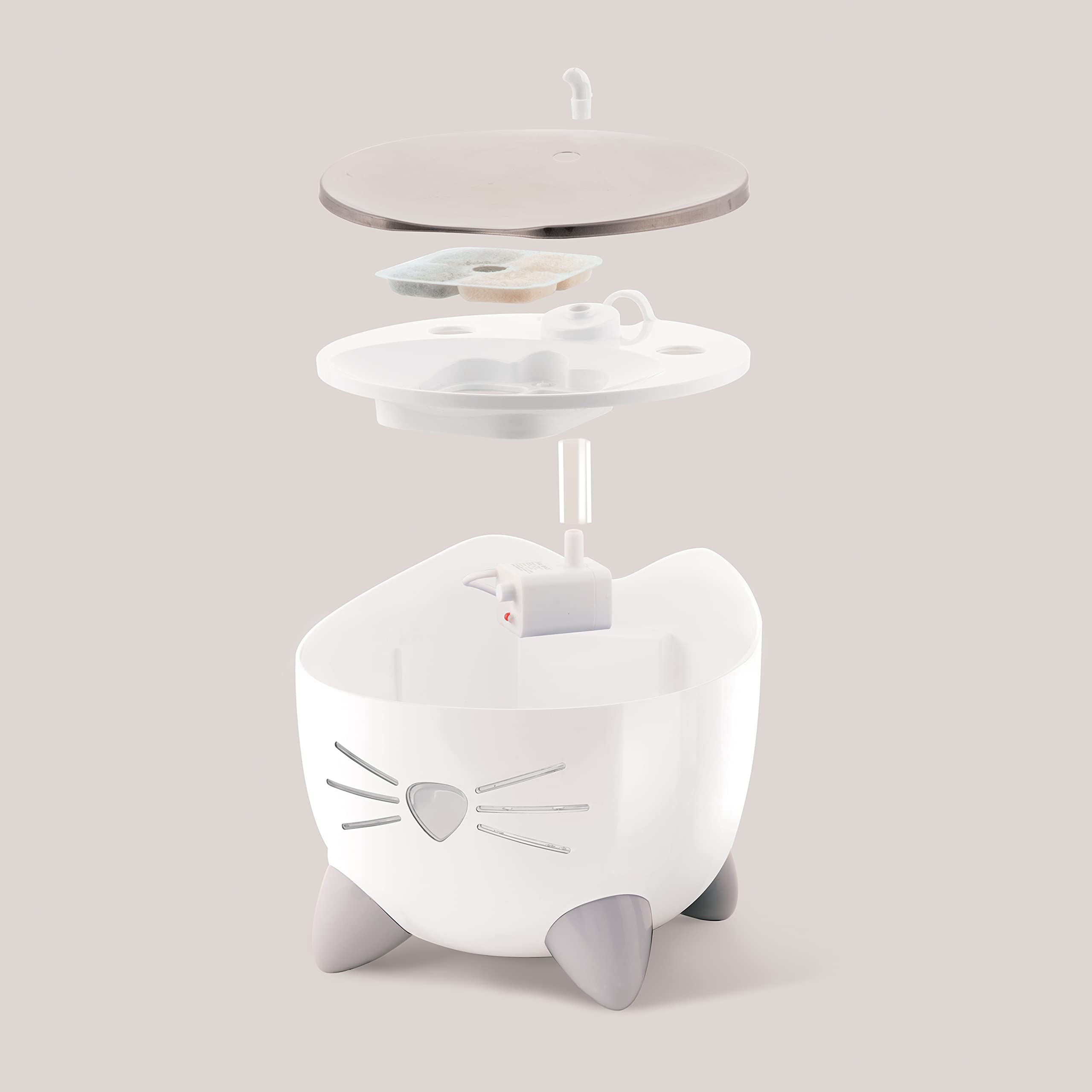 catit-pixi-fontaine-eau-pour-chat-en-acier-inoxydable-2-5-l-blanche image 3