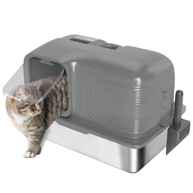 pawhut-bac-liti-re-xl-65-l-inox-avec-d-sodorisant-plasma-anti-odeur image 1
