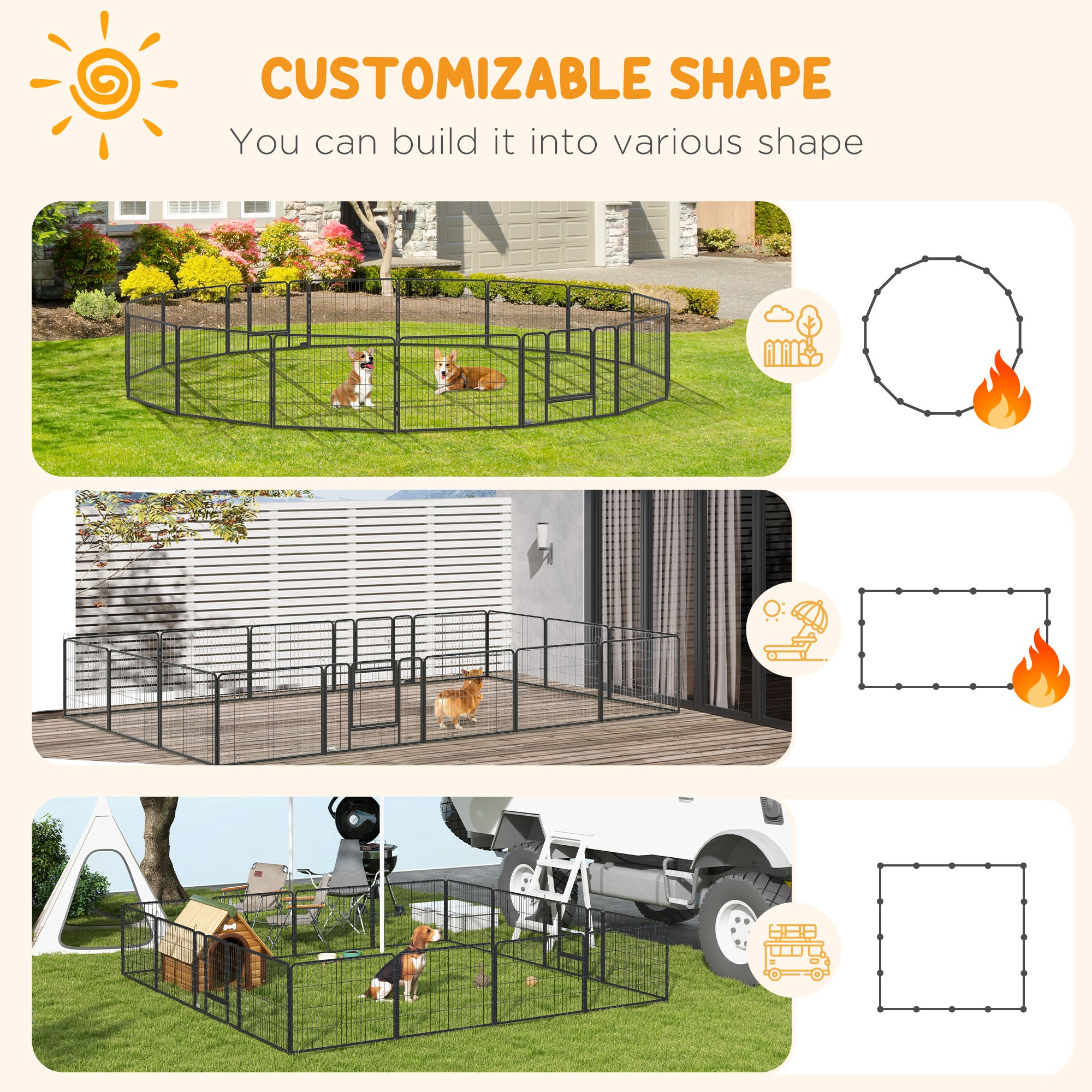 pawhut-parc-pour-chien-m-tallique-16-panneaux-60-cm-haut-int-rieur-ext-rieur-ave image 6